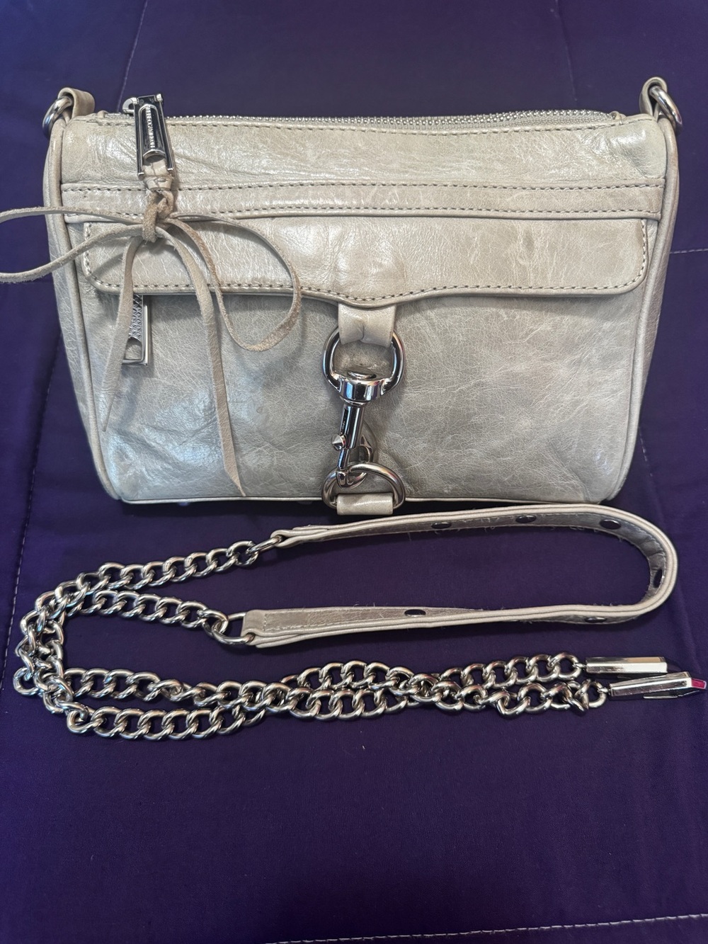 Rebecca Minkoff Grey Leather Crossbody Bag EUC